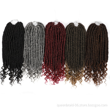 Natural Soft Crochet Braids Synthetic Braiding Hair Extension Faux Locs Crochet Twist Hair With Curly Ends Straight Goddess Locs